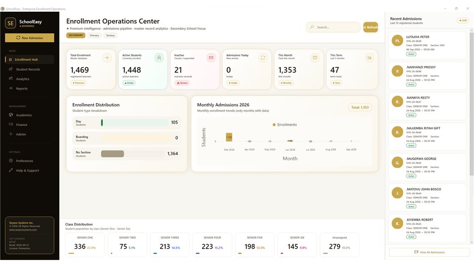 SchoolEasy: Enrollment operations center