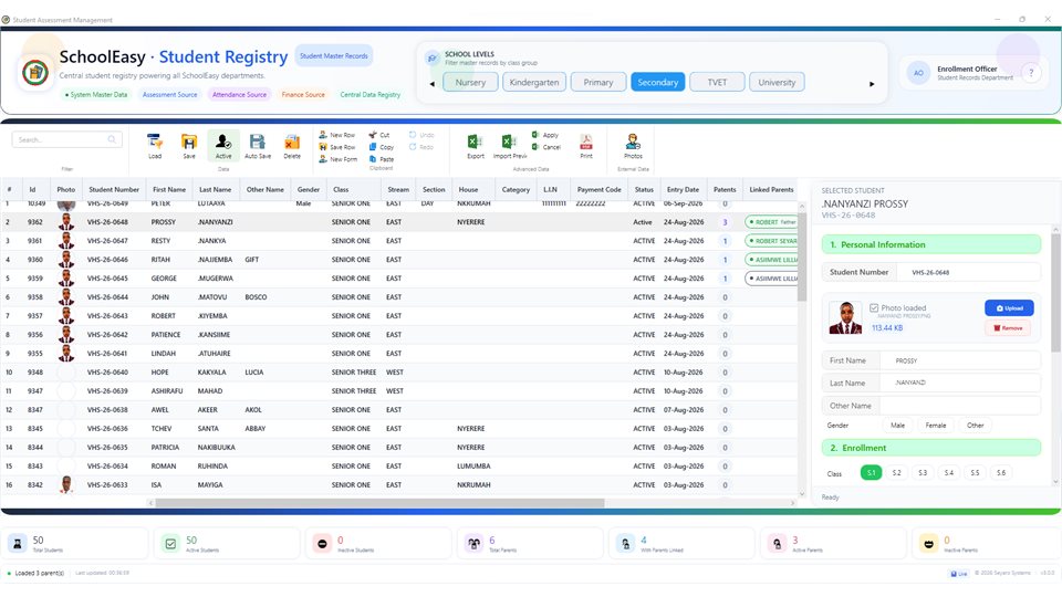 SchoolEasy: Student master register