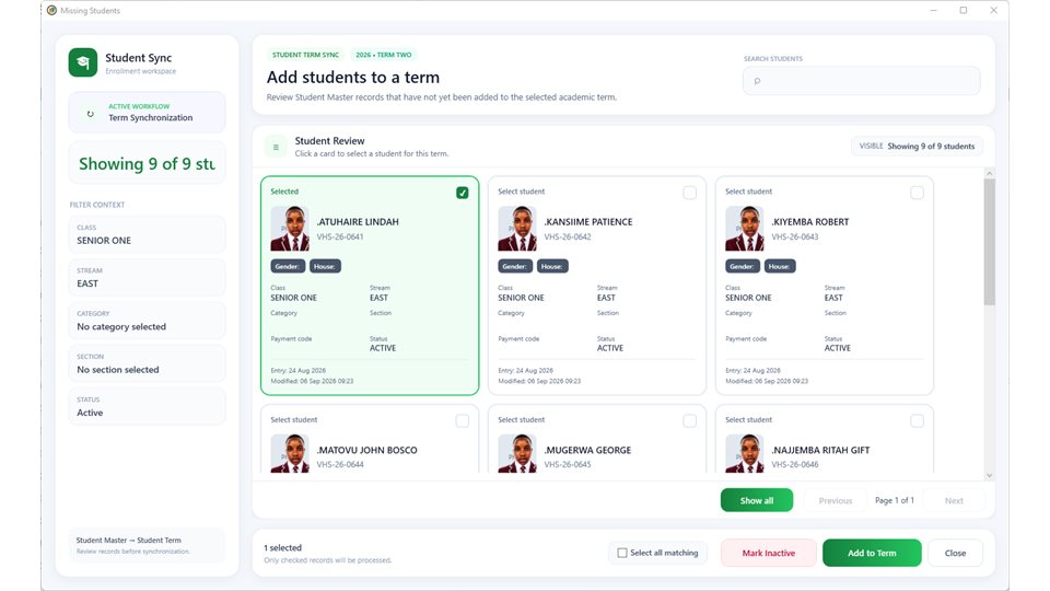 SchoolEasy: Add students to a term