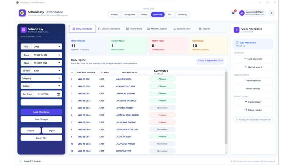 SchoolEasy: Daily attendance register