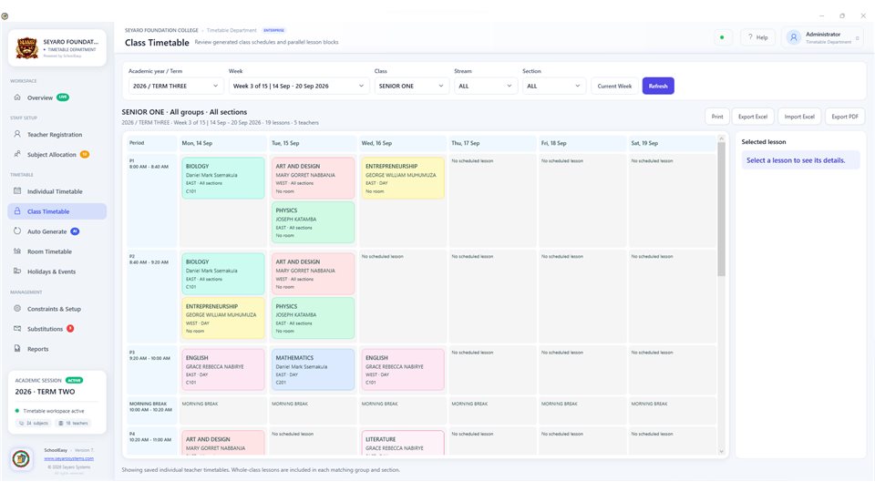 SchoolEasy: Class timetable