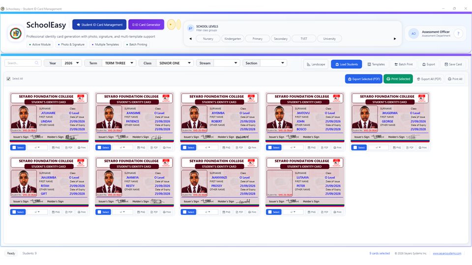 SchoolEasy: Landscape ID card preview and batch output
